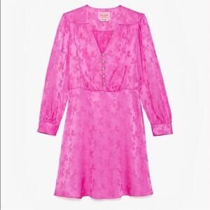 Kate Spade Jewel Button Bow Jacquard Dress Pink Size 6 NWT